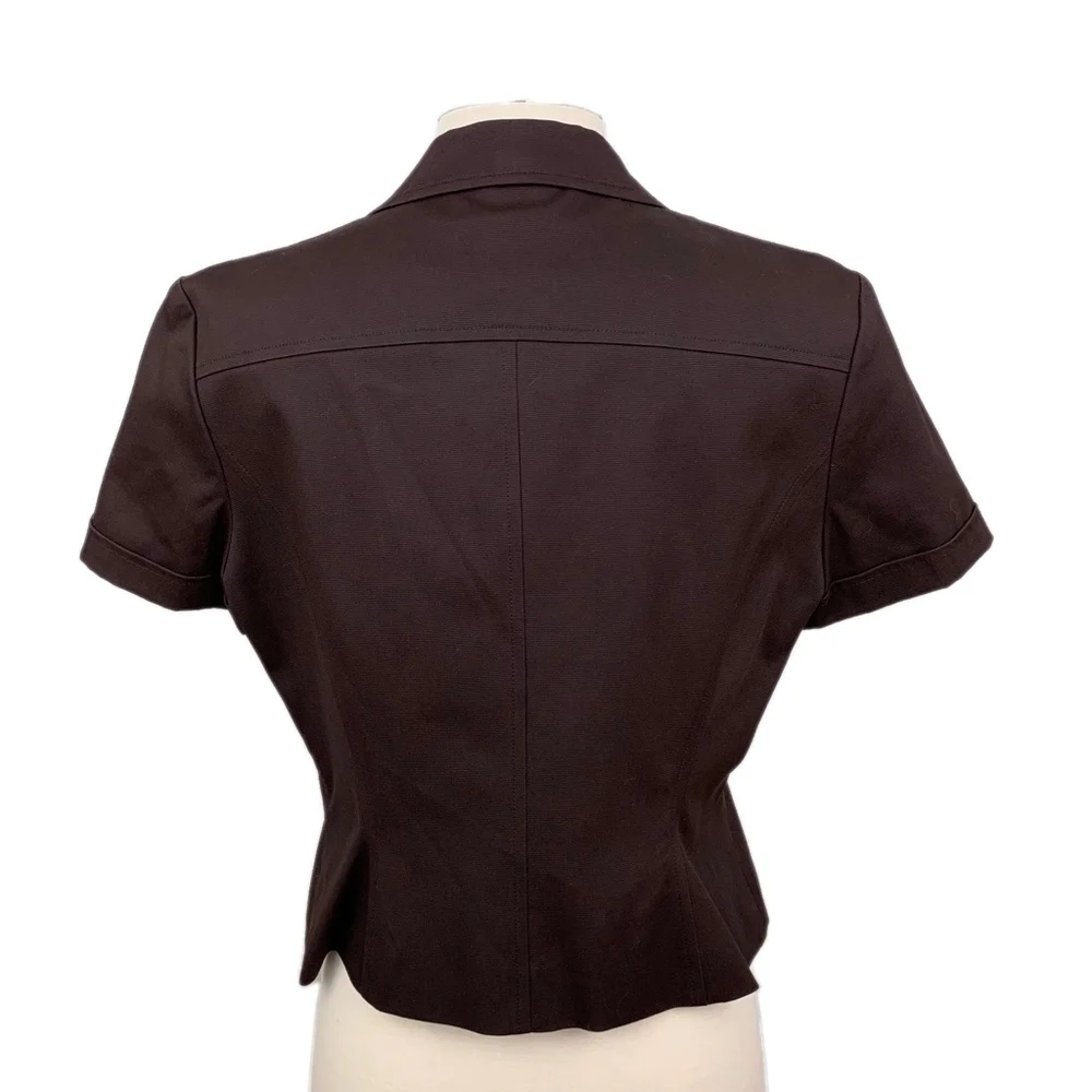 Talbots Petites Brown Safari Blazer Jacket Short Sleeve Career Chic NWT 10P